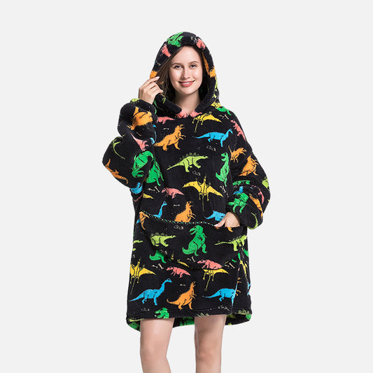 WrapMeUp™ - Oversize Blanket Dino Black for adult