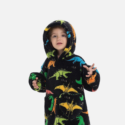 WrapMeUp™ - Oversize Blanket Dino Black for kids